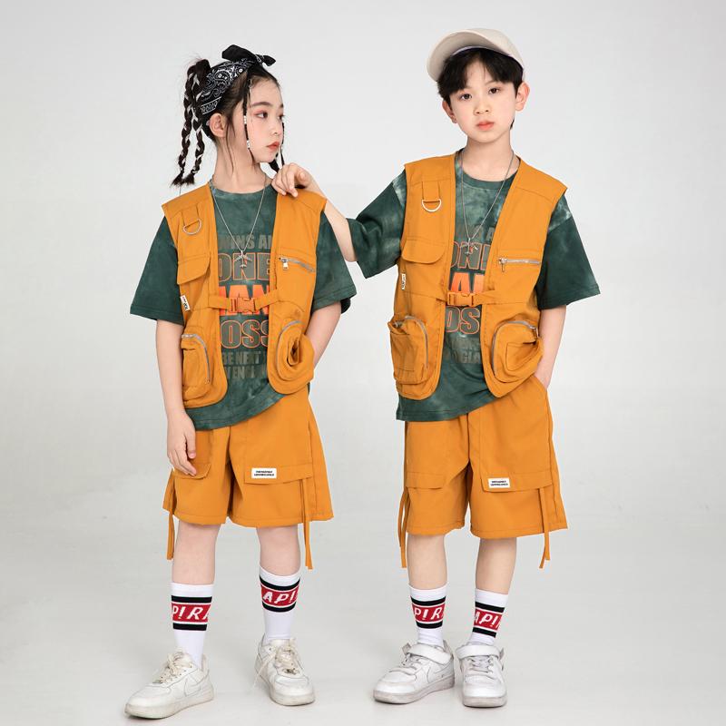 子供服 キッズ 子供用 ヒップホップ ジャズ パフォーマンス ベスト ユニセックス カラフルデザイン アクティブ エネルギッシュ イベント