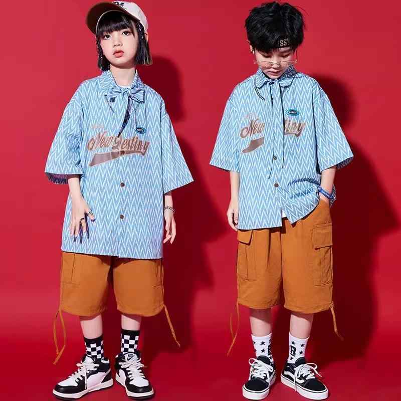 ストリートダンス 子供用 子供服 ヒップホップ パフォーマンス スーツ 男の子 ジャズダンス 女の子 夏 コスチューム ユニフォーム