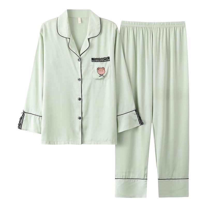 パジャマ 冷感 春秋 薄手 大きいサイズ レディース カーディガン ホーム服 シミュレート シンプル スモール