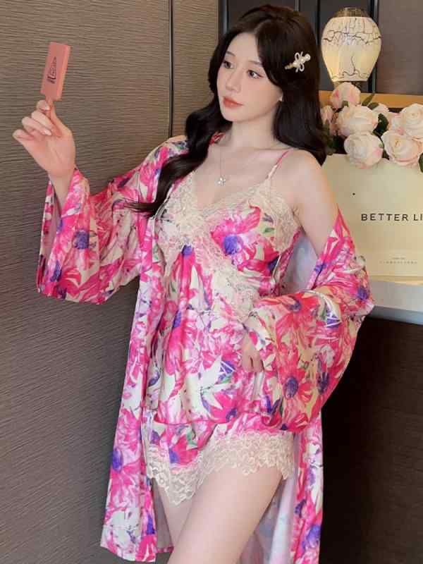 春夏 冷感 パジャマ 胸パッド付 魅惑的 レース レディース ハイエンド ナイトガウン