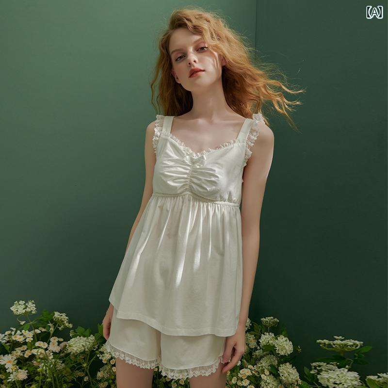 Chenxi 夏 ズボン吊り さる股引き 背広 愛くるしい お姫様 老人ホーム 服な 同盟罷工一回り 白 インナー・下着・ナイトウェア-ナイトウェア・ルームウェア-その他