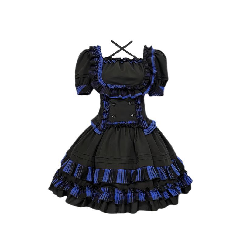 ロリータ ドレス ワンピース パンク ロック 半袖 ダーク スカート レース 女性 ショート 衣料品 春 レディース