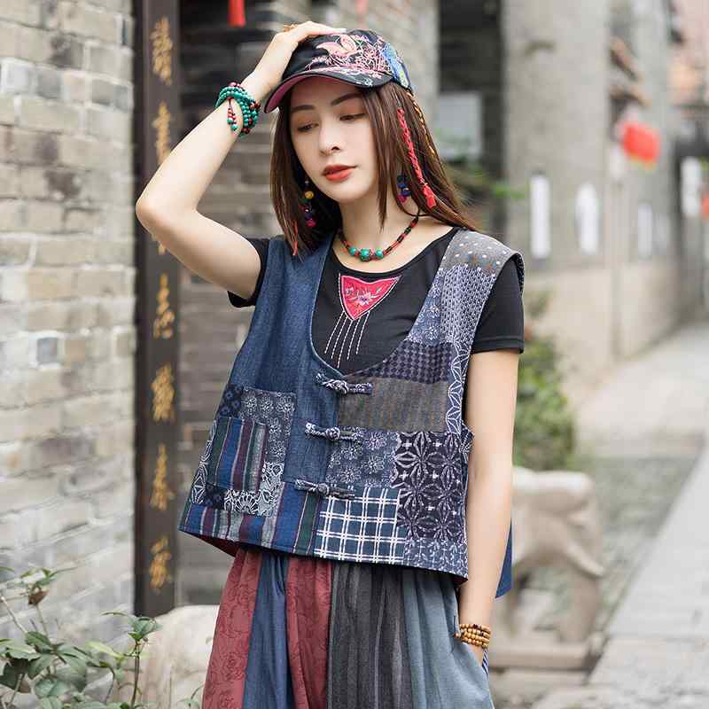 トップス ベスト ショート チャイナ ステッチ スリム フィット 短い チョッキ ジャケット 中国風 レトロ 漢服 かわいい 婦人服 清楚 春夏秋 女性 小さめ レディース