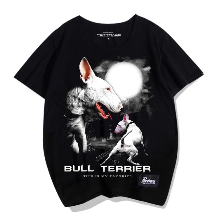 Tシャツ 犬柄 ドッグ 犬 ブルテリア ペット 夏 ラウンドネック 半袖 ゆったり リアル ポップ