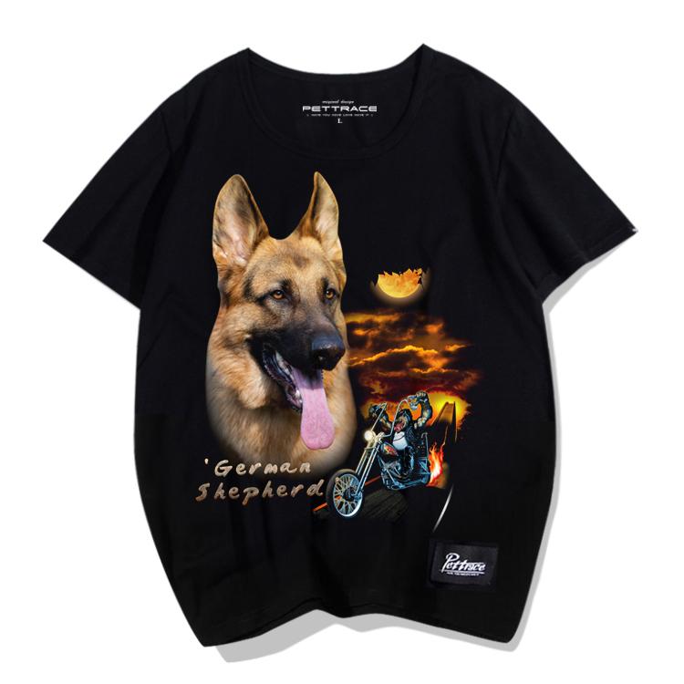 Tシャツ 犬柄 ドッグ 犬 プリント ジャーマンシェパード 夏 ラウンドネック 半袖 アメリカンレジャー ポップ