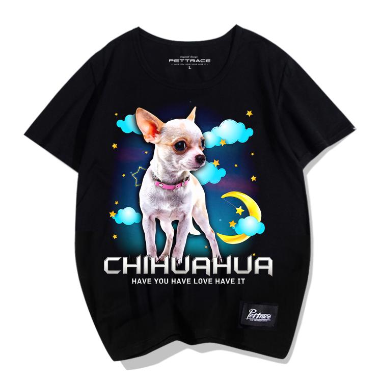 Tシャツ 犬柄 犬 ドッグ プリント 犬 チワワ ペット 夏 ラウンドネック 半袖 シャツ アメリカンカジュアル ゆったり リアル