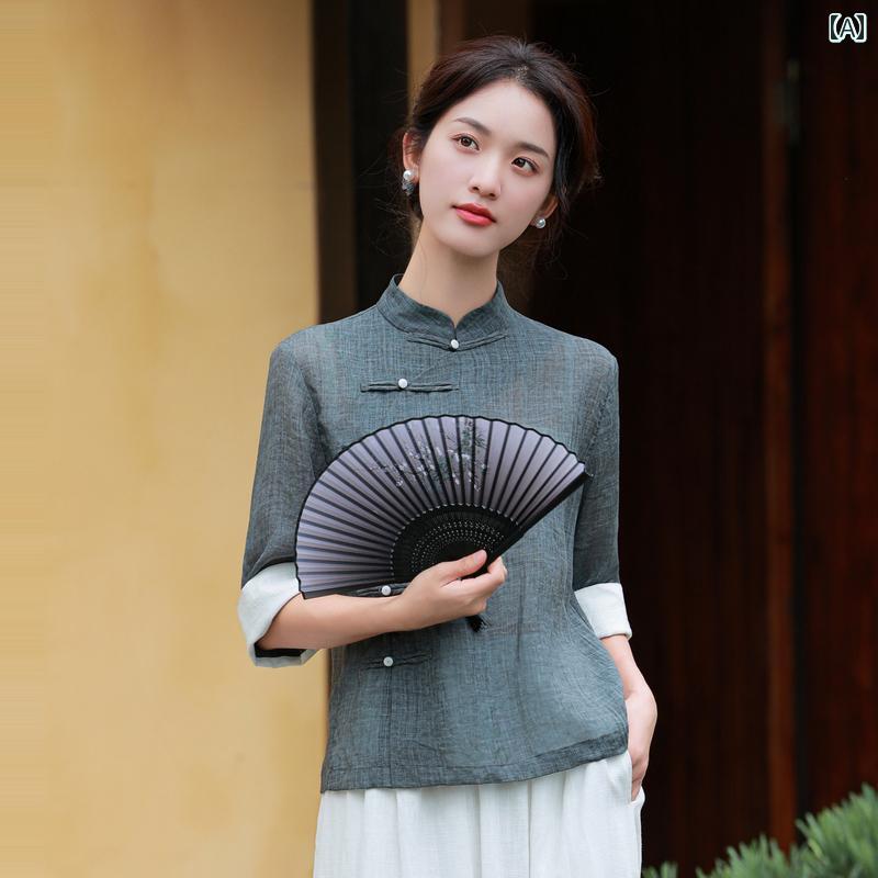 レディース 瀬戸もの風 セットアップ 口さかしい カラムシ 唐 仕掛ける お上さん服 トップス ハイエンド 仏教 禅茶道 春夏秋 リネン ワイドレッグパンツ 照明ランプ色合い ロング