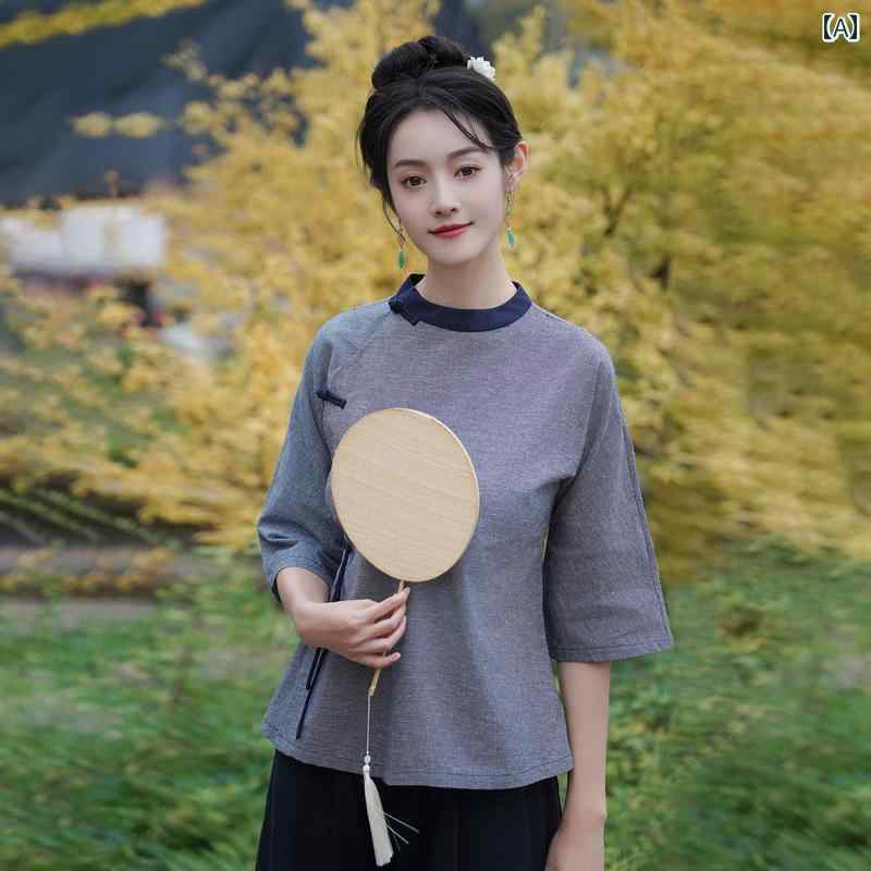 レディース 瀬戸もの風 セットアップ 口さかしい ハイエンド 唐 仕掛ける 夏 綿 リネン 宿小屋服 中国 茶師服 紅茶 御師匠さん お上さん用 トップス ワイドレッグパンツ 麻