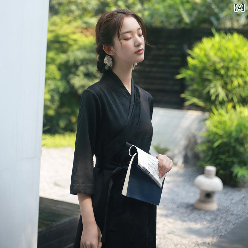 レディース 瀬戸もの風 セットアップ 口さかしい 唐 仕掛ける 若若しい 漢服 春夏 お茶 お召しもの 亭主もち用 トップス 禅 差し交わす色合い ボトムス かっこ良い 一本調子 分かりやすい レディースファッション-その他