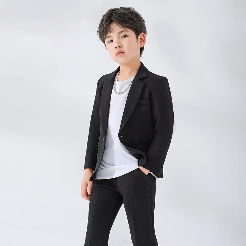 子供 カジュアル スーツ 春夏 男の子 韓国 パーティー パフォーマンス 衣装 高級感 エレガント シンプル 薄手