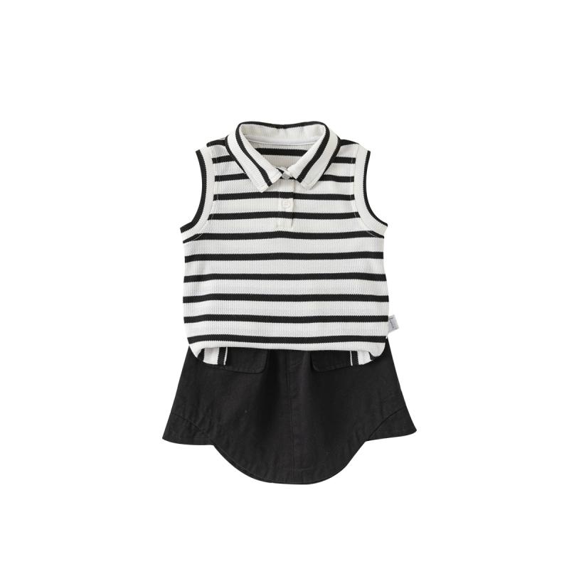 キッズ 夏服 セットアップ ベビー 赤ちゃん 幼児 女の子 ツーピース ポロシャツ ノースリーブ スカート