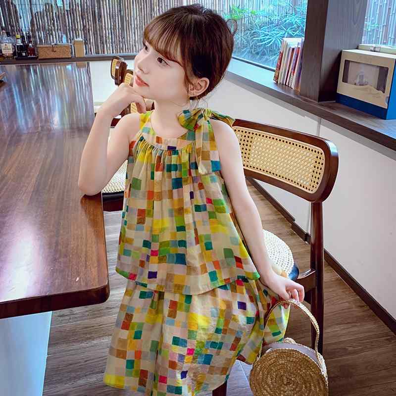 女の子 サスペンダー スカート サマー ワンピース スタイリッシュ 子供 綿 少女 休暇 ビーチ ノースリーブ さわやか