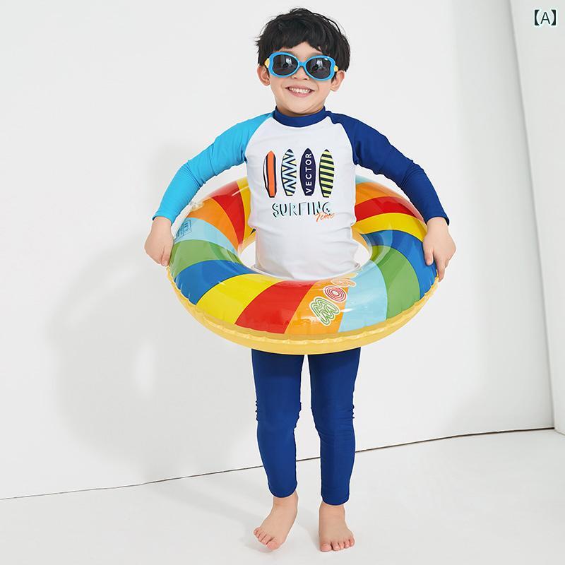 キッズ スイムウエア 水着 ラッシュガード 子供用 ウェットスーツ 男の子 女の子 日焼け防止 速乾 長袖長 ズボン シュノーケリング スーツ かわいい