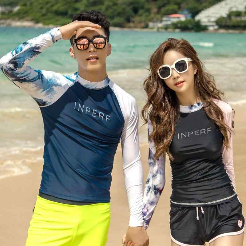 メンズ レディース 水着 カップル お揃い可能 スイムウエア ダイビング スーツ セパレート ラッシュガード 日焼け防止 シュノーケリング スーツ 長袖 サーフィン スーツ 速乾