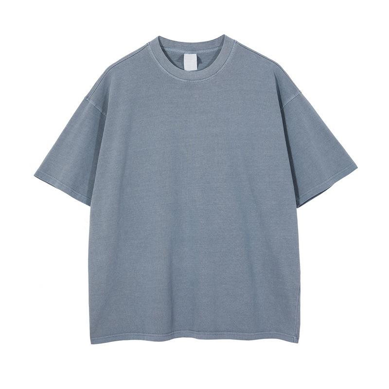 シャツ トップス シンプル ウォッシュ加工 古風 染め 白 オーバーサイズ 半袖 Tシャツ 若見え メンズ 日常着 ラウンドネック ゆったり