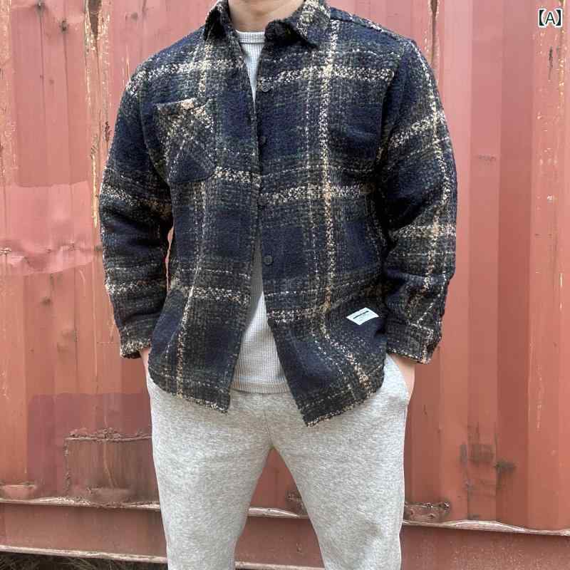 レトロ チェック柄 トップス シャツ メンズ レディース ジャケット 春 大きいサイズ カジュアル 長袖 防風 コットン