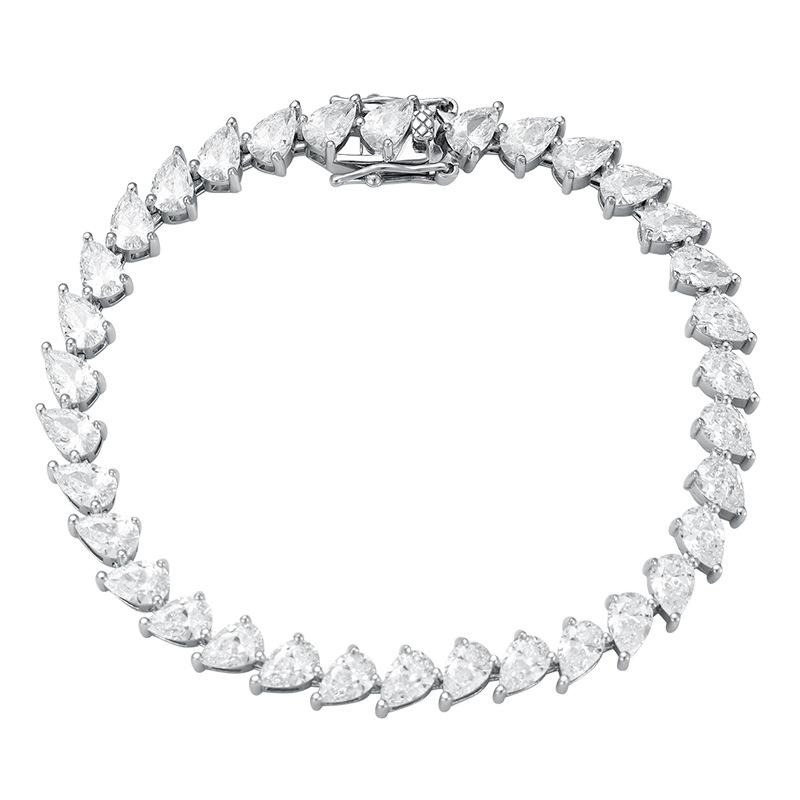 ブレスレット ペアシェイプ ドロップ モアッサナイト ラインストーン アクセサリー 結婚式 披露宴 S925 シルバー レディース ファッション フェミニン エレガント ギフト パーティー