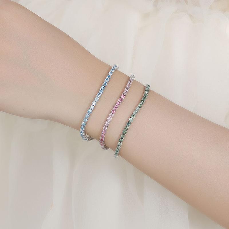 ブレスレット グラデーション シルバー ピンク ブルー グリーン モアッサナイト レディース アクセサリー ファッション シンプル ギフト デイリー エレガント モード|ラ・グラーヌ