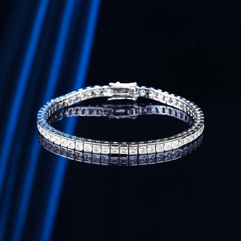 ブレスレット S925 シルバー 3mm ラインストーン テニス レディース ファッション アクセサリー 高級感 エレガント ギフト おしゃれ キラキラ スタイリッシュ