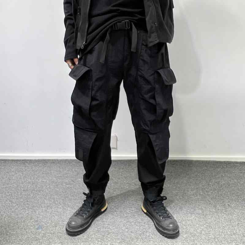 パンツ ジョガー ボトムス ロング ウエスト 調整 ポケット カジュアル 速乾 スプライシング スタイリッシュ 機能的 ワーク ウェア ダーク スタイル 秋冬 メンズ 男性 軽量 ソフト 日常着