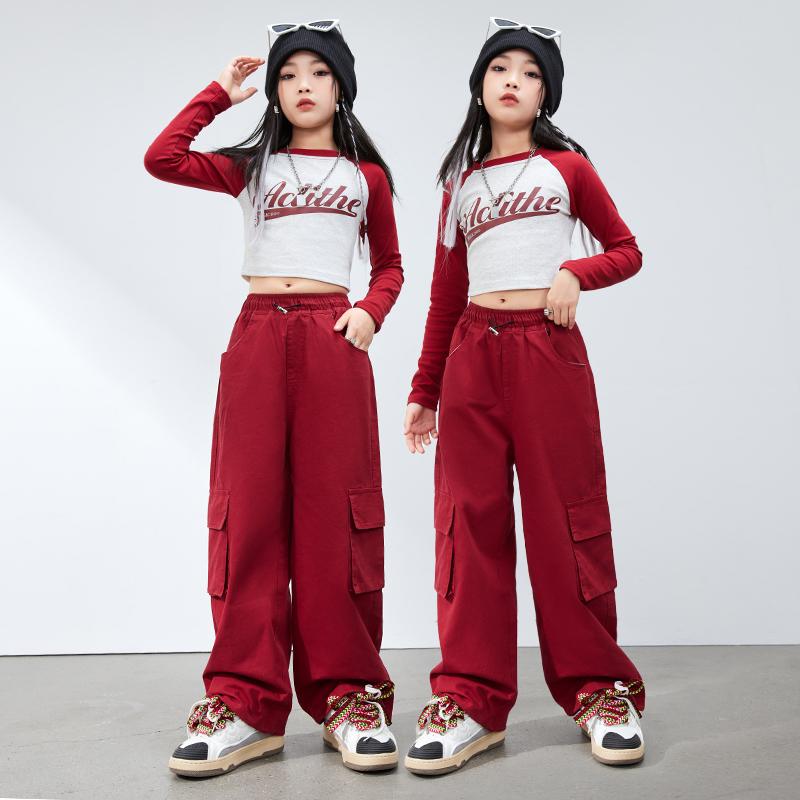 キッズウェア 子供用 ジュニア 女の子 ダンス パフォーマンス 衣装 ストリート ファッション 長袖 ゆったり セットアップ おしゃれ かわいい クール ヒップホップ イベント ジャズ 練習着