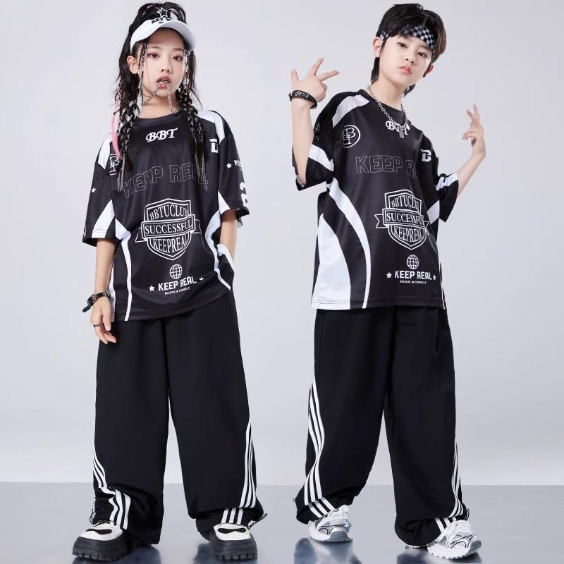 男の子 女の子 ユニセックス クール モダン 子供 ヒップホップ ストリートファッション 小学生 セットアップ おしゃれ ステージ衣装 パフォーマンス 練習服