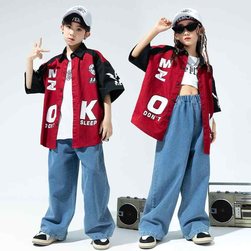 子供用 キッズウェア ジュニア 半袖 ゆったり セットアップ ストリート ファッション ダンス パフォーマンス 衣装 かっこいい クール 男女兼用 おしゃれ イベント お出かけ｜ラ・グラーヌ