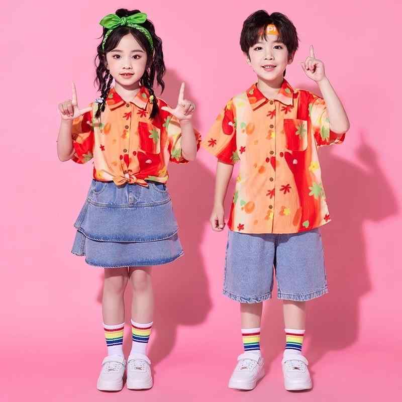夏用 子供用 チアリーディング ユニフォーム 小学校 制服 パフォーマンス セットアップ カジュアル おしゃれ
