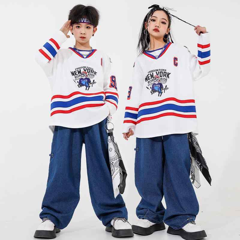 子供服 キッズ ダンスウェア ヒップホップ ストリート パフォーマンス アクティブ エネルギッシュ ユニセックス カジュアル スタイリッシュ