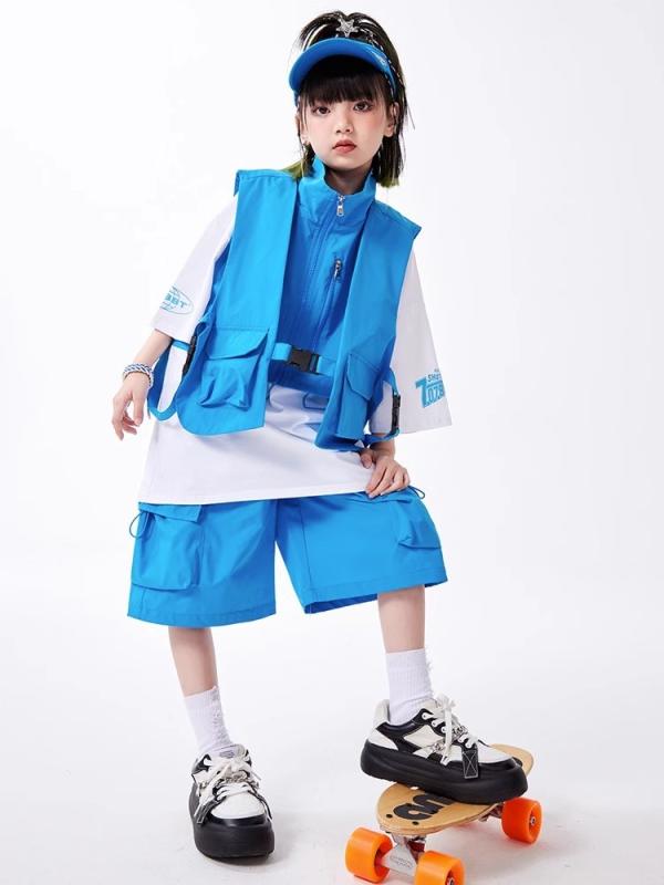子供服 ストリート ダンス ガール セット 夏 ヒップホップ ファッション カジュアル パフォーマンス 個性 服 ベスト