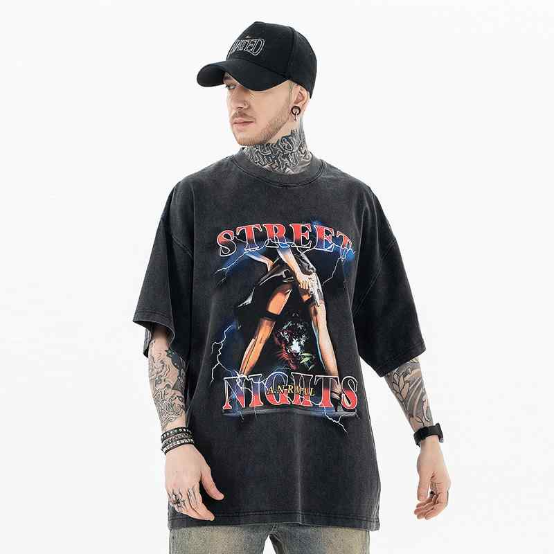 メンズ Tシャツ プリント 半袖 男性 ゆったり 夏 ラウンドネック カジュアル 個性