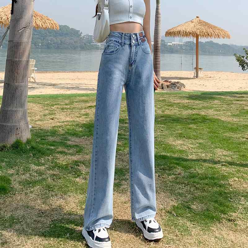 パンツ ズボン デニム ジーンズ レディース おしゃれ ファッション シンプル 女性 ワイドレッグ 夏 薄手 ハイウエスト ストレート 大きいサイズ カジュアル|ラ・グラーヌ