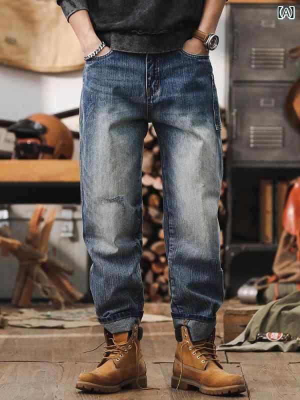 ジーンズ パンツ デニム アメリカン ヘビーウェイト メンズ ストレート クラシック ストリート ワークパンツ カジュアル