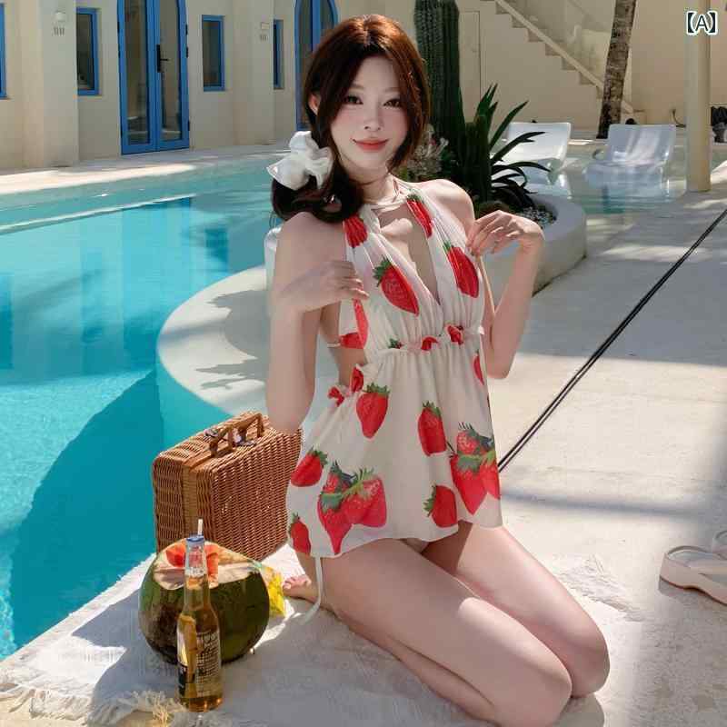 楽天市場】フリフリ イチゴ柄 ビキニ セパレーツ 水着 レディース