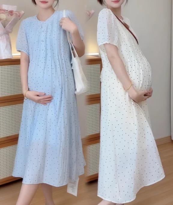 マタニティウェア 夏 爽やか 半袖 サマードレス ワンピース おしゃれ ゆったり マタニティワンピース ロマンティック フェミニン ガーリー キュート かわいい エレガント おしゃれ マタニティドレス