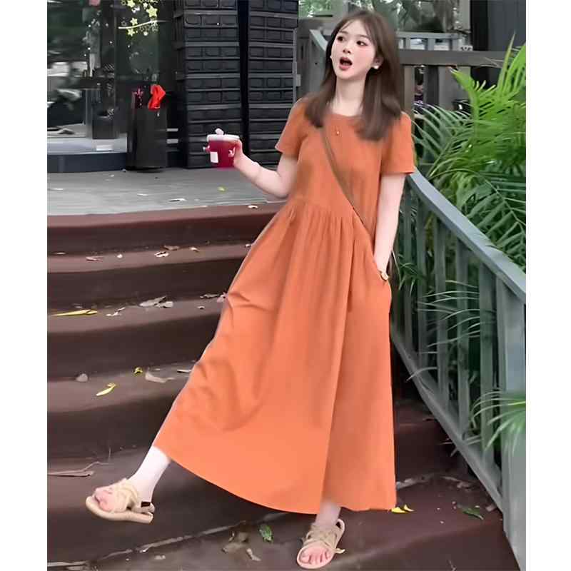 女性 春夏 半袖 通気性 ラウンドネック サマーワンピ ロング丈ドレス マタニティスカート 妊婦用 フレア レディース 動きやすい ゆったり