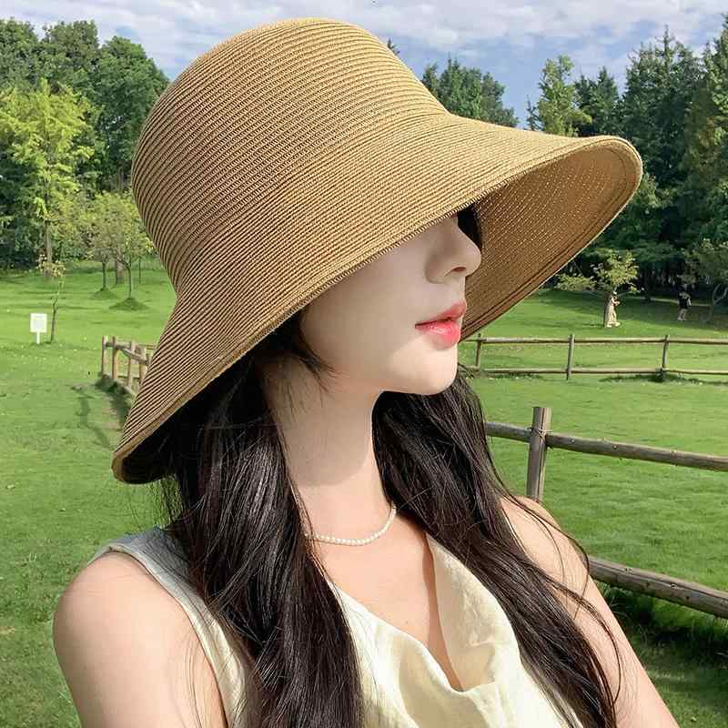 麦わら帽子 レディース 女性用 つば 大きい 夏 海辺 休暇 ビーチ 日焼け防止 サンハット レジャー ドーム