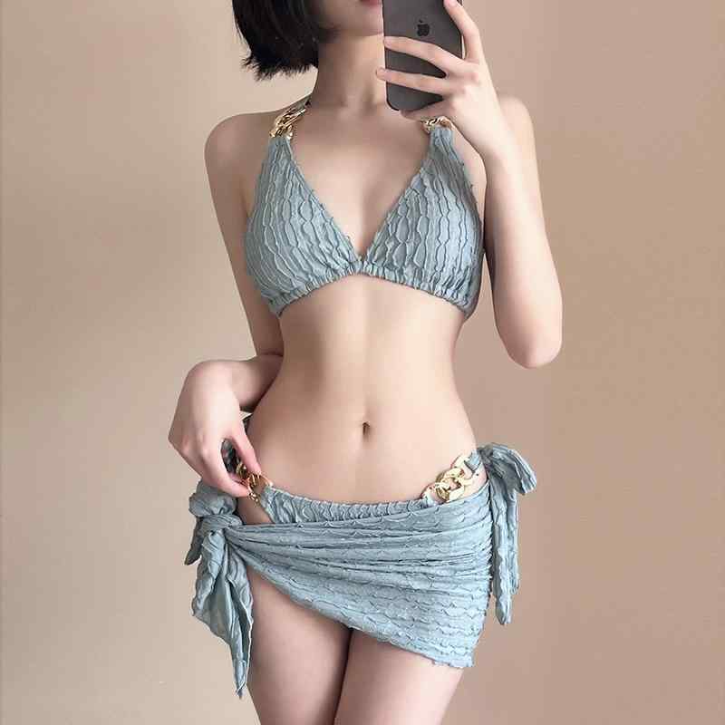 水着 レディース ビキニ ギャル 高級感 おしゃれ かわいい ガール 海辺 バカンス リゾート スリーピース 3点セット 魅惑的 ビーチ 映え