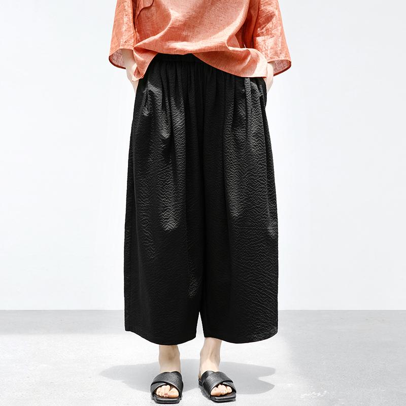 ワイドパンツ コットン100% レディース ファッション ストライプ ブラック パンツ ズボン 薄手 夏 ウエストゴム ワイドレッグ クロップド 無地 リラックス ゆったり 快適 デイリー シック 26,120円