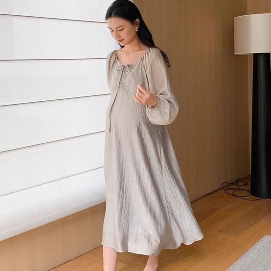 ワンピース 妊婦 女性 春夏 高級感 サテン Aラインスカート ファッション 大きいサイズ 妊婦 ロングドレス マタニティドレス ガーリー キュート かわいい おしゃれ デイリー