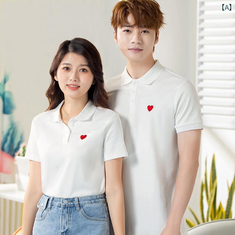 カップル お揃い ペアルック 半袖 Tシャツ ワンピース 夏ファッション ハート ロマンティック シンプルデザイン ユニセックス かわいい