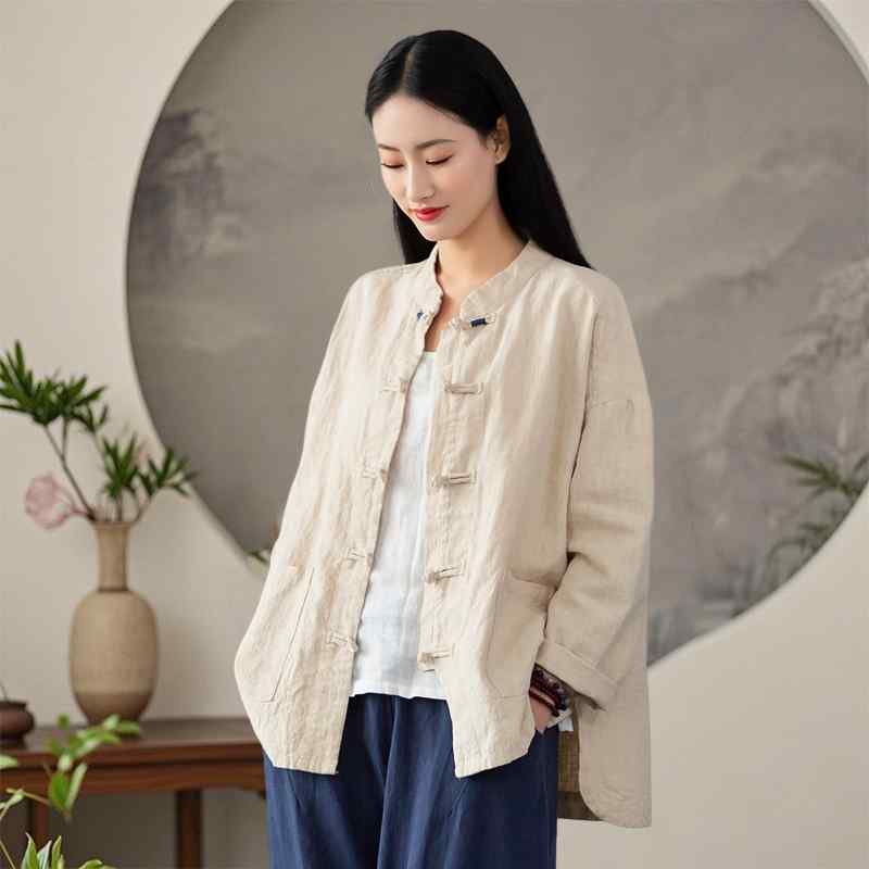 女性服 チャイナ服 シャツ カジュアル 中華 中国 伝統的 禅 トップス 春夏 綿 麻 民族風 レディース 仏教 禅 平服｜ラ・グラーヌ 7,638円
