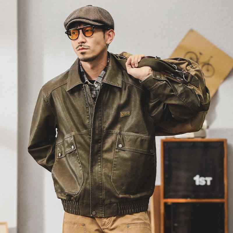 PU レザージャケット 休日 おでかけ クール おしゃれ アメリカン シック 清楚感 クラシック ヘビー メンズファッション ストリートファッション お父さん 通勤