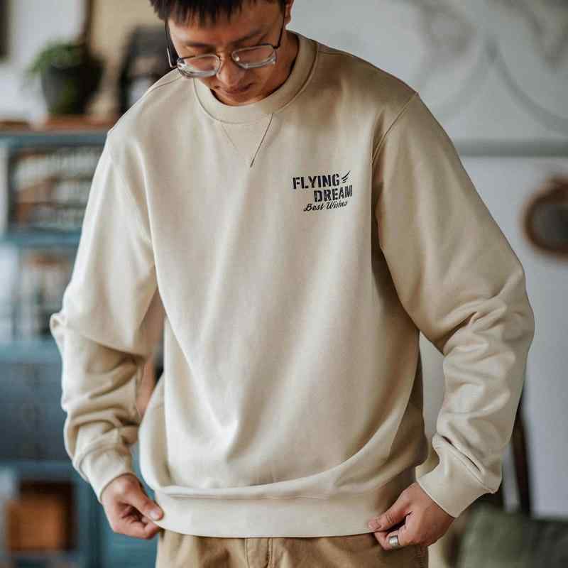 レトロ ウォッシュ加工 ヘビー おしゃれ ラウンドネック 長袖 シンプル スウェットシャツ 清楚感 スタイリッシュ メンズ 和風 ゆったり プルオーバー 秋