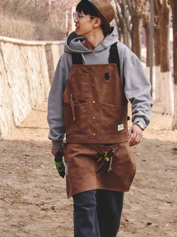 エプロン ガーデニング アウトドア ハイエンド レトロ 耐摩耗 庭師 木工 ピクニック キャンプ メンズ レディース デニム 作業着 ポケット 防汚