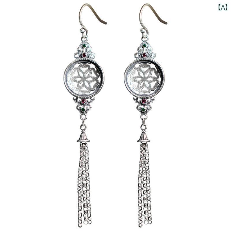 ピアス パーツ DIY レディース アクセサリー シルバー タッセル エスニック ヴィンテージ レトロ ユニーク 個性的 エレガント 手作り ハンドメイド