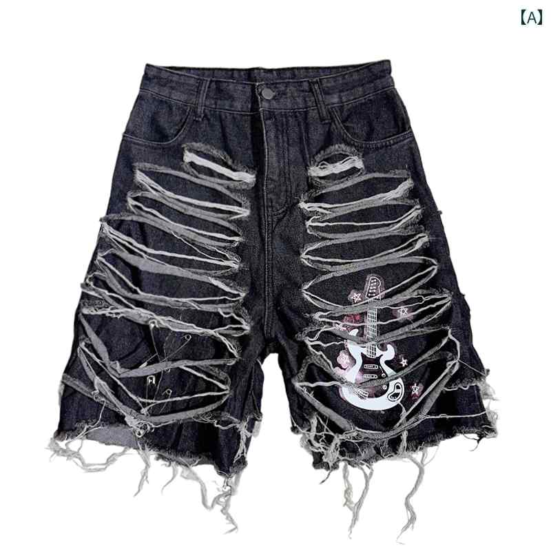 レディース 夏 ハーフパンツ ヒップホップ パンツ ボトム デニム ジーンズ ジーパン カジュアル ストリート 個性的