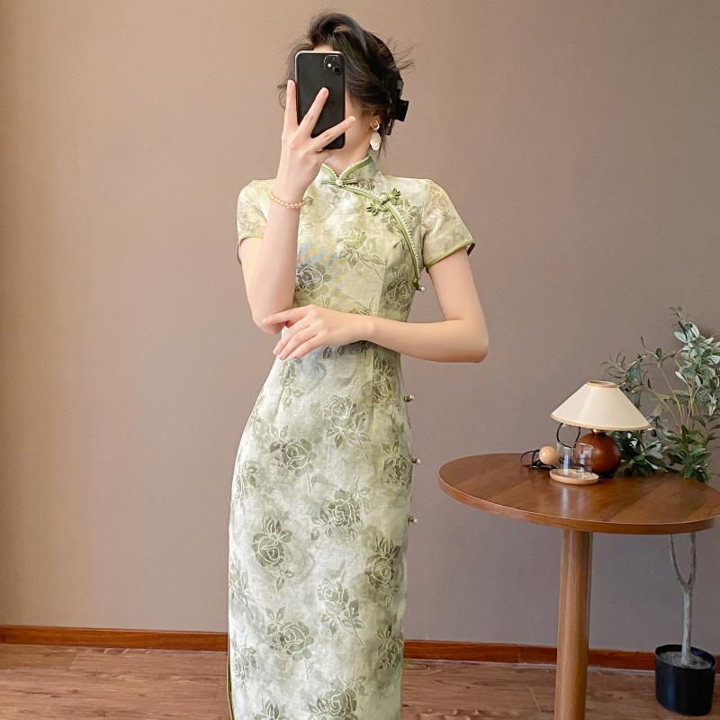 瀬戸もの 御召しもの レディース 緑であること ハイエンド 飛び切り感 レトロ 分かりやすい 半袖 馬鹿でかい大きさ 衣装