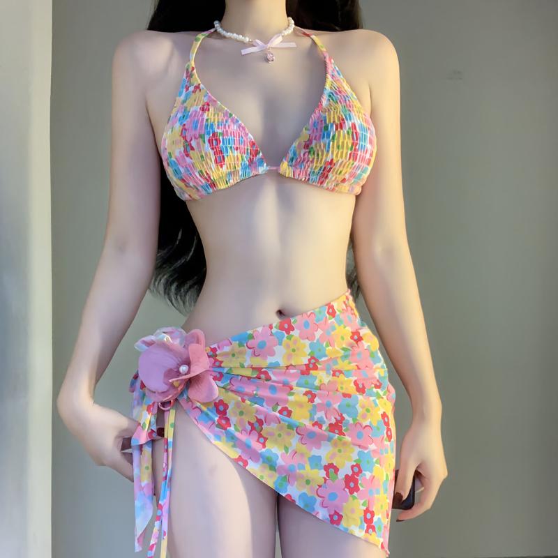 水着 レディース セクシー ビキニ 個性的 ユニーク カラフル セパレート 海 かわいい おしゃれ バカンス ビーチ おしゃれ 休日 長袖 カバーアップ 日焼け防止