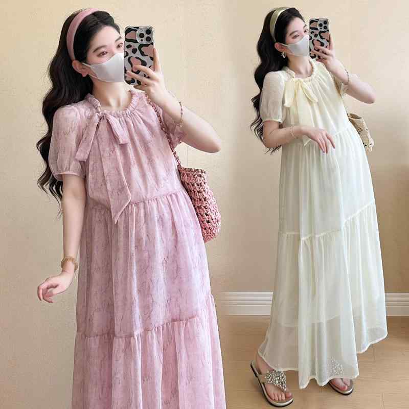 ワンピース 妊婦向け 夏服 半袖 ロングドレス グラデーション 軽量 通気性 リゾート風 マタニティ オフィスカジュアル フェミニン 日常使い シンプル